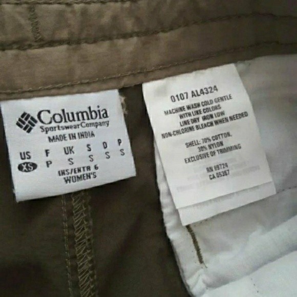 COLUMBIA SHORTS MILITARY GREEN OUTDOORS HIKING SIZE X-SMALL WOMENS X-SMALL NWOT - Picture 6 of 6